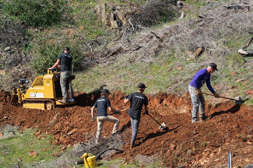 Salt Creek Trail workers grading a trail